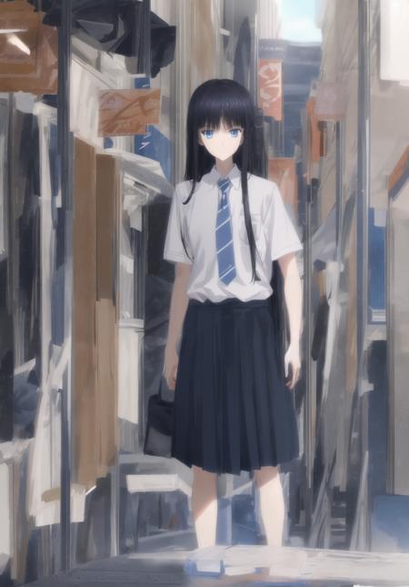 02156-420270798-, 1girl, long hair, black hair, blue eyes, standing, looking at viewer, school uniform,.png